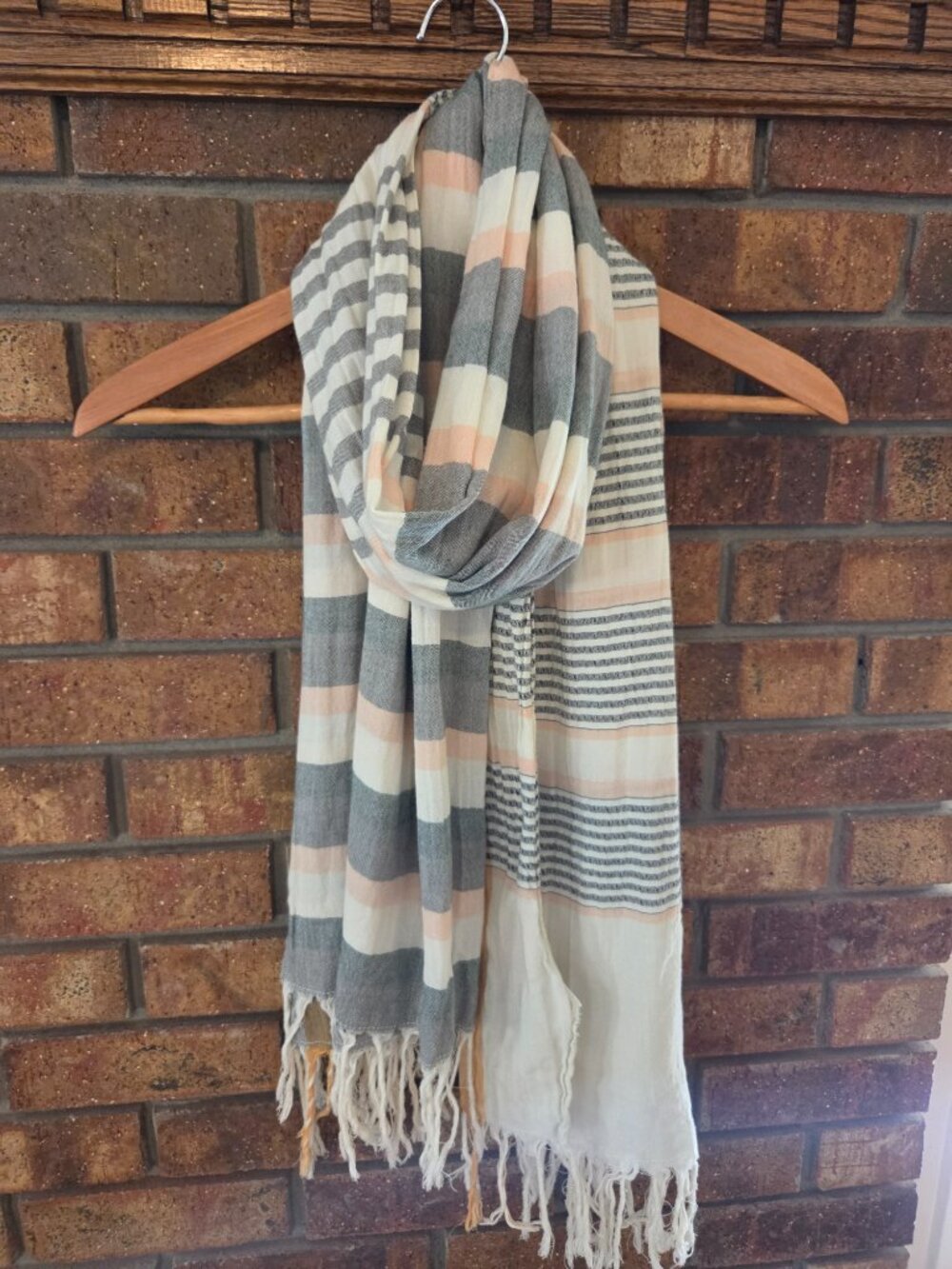 prAna Cotton Striped Scarf With Fringe